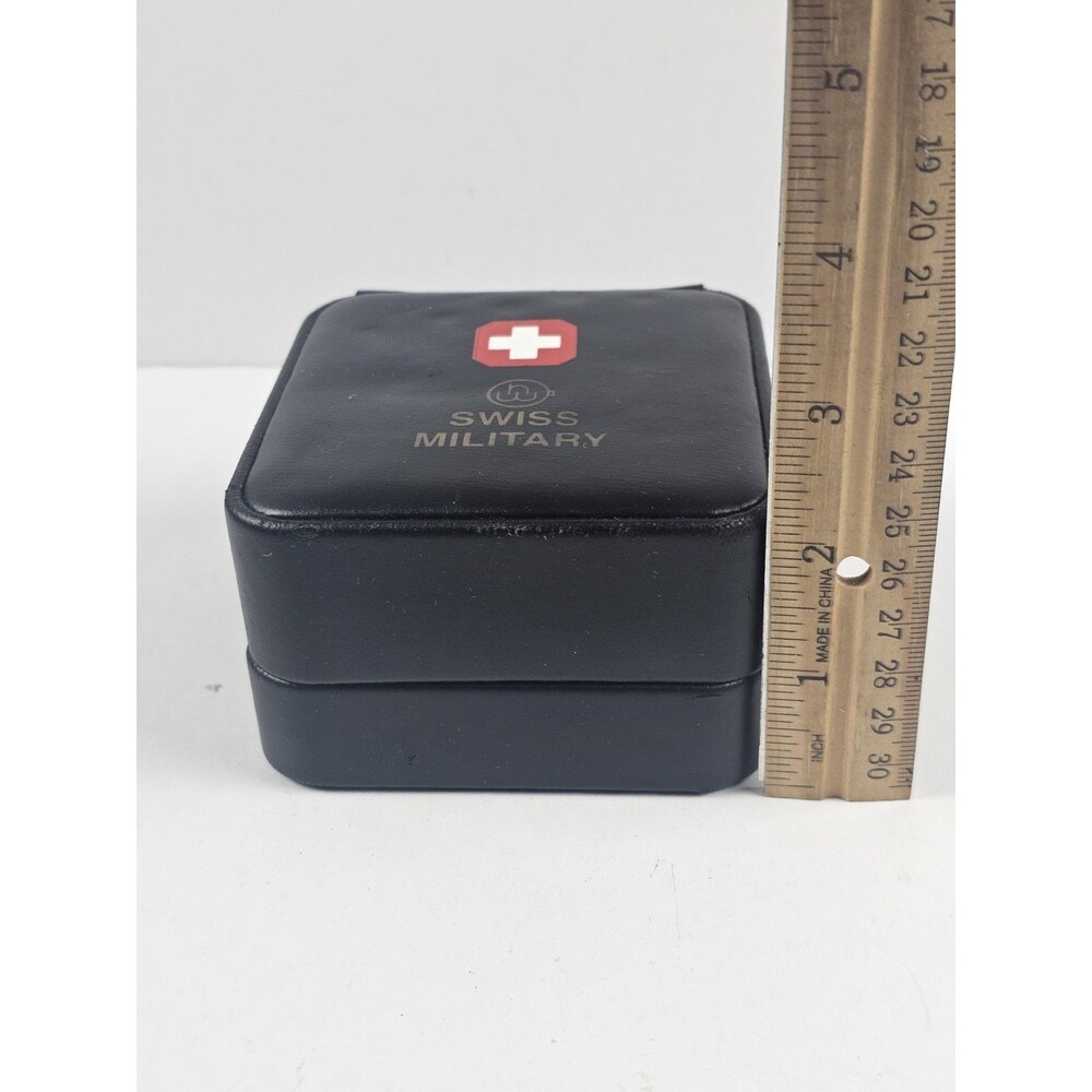 Swiss Military Watch Box Empty Faux Leather Exterior Black Felt Interior - Picture 6 of 11